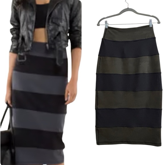 Lululemon Sz 4 Yoga Over High-Waisted Pencil Skirt In Striped Green Camo/Black - Picture 1 of 8